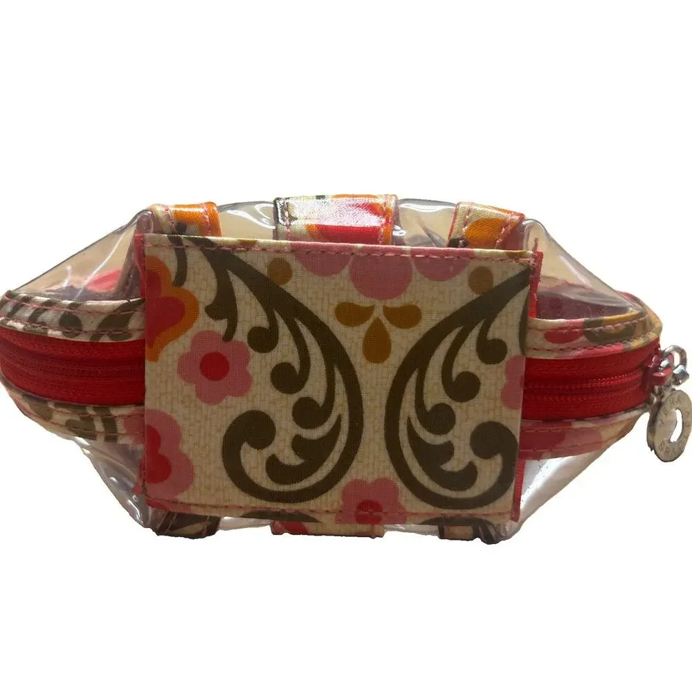 Vera Bradley Folkloric Clear Clamshell Cosmetic Makeup Bag Travel Pouch Floral